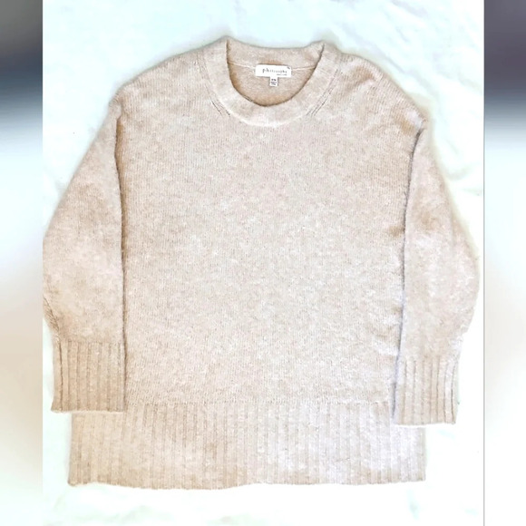 💚5/$25 Philosophy Light Pink Wool Blend Oversized Knit Sweater Size Small - Picture 2 of 7